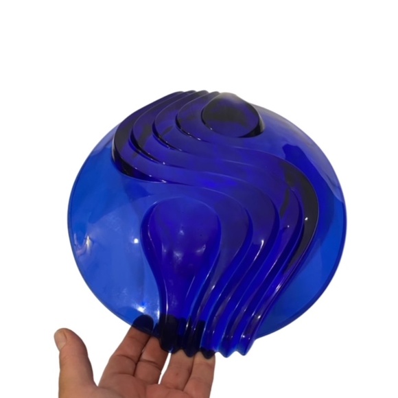 1970's Vintage Cobalt Blue Glass Centrepiece Bowl by Luminarc - Made in France - Picture 4 of 7